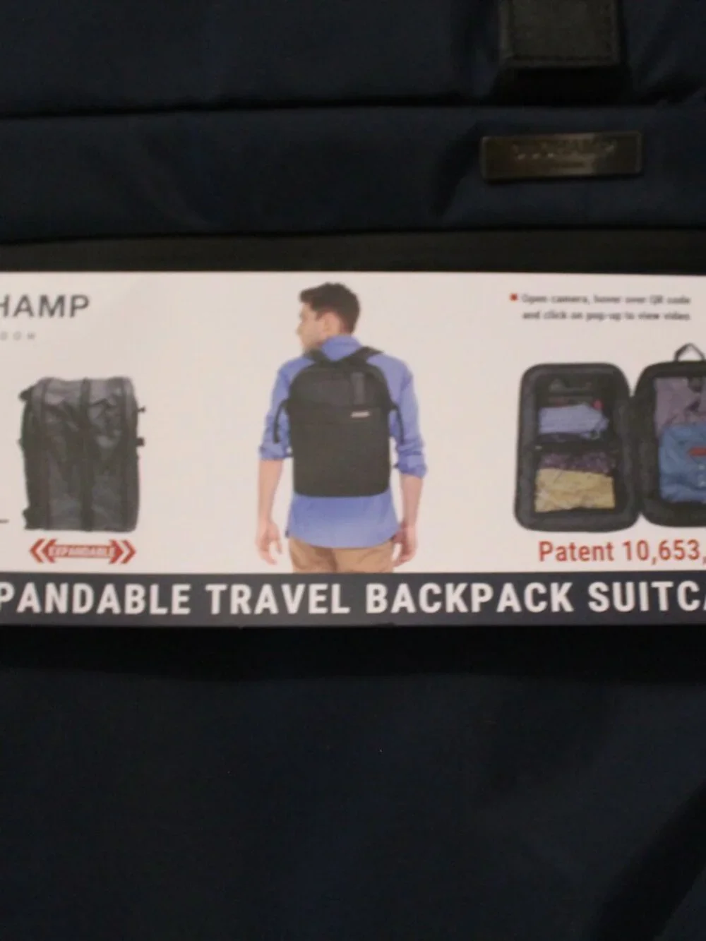 Duchamp Blue Expandable Travel Backpack Suitcase NWT